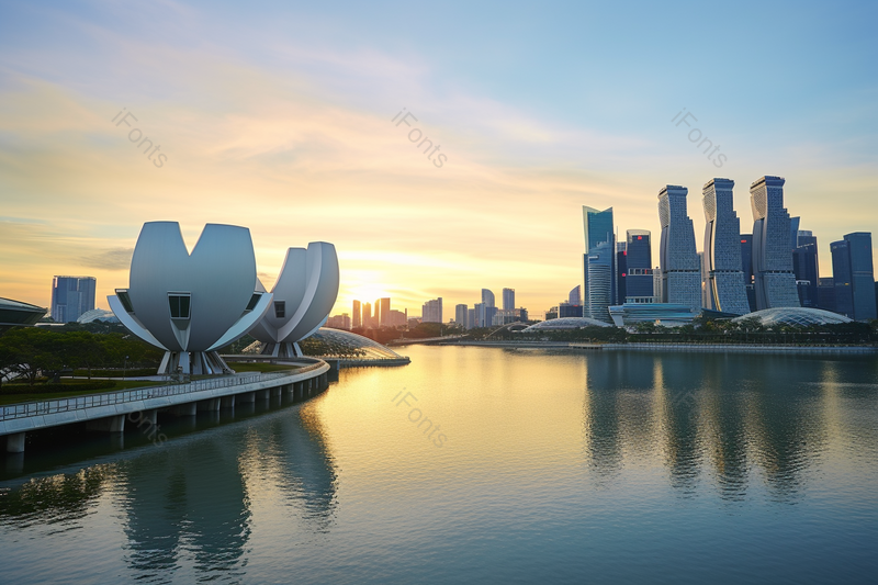 黄昏下时尚靓丽的大城市大都市空中花园,高清,摄影图,摄影图片,图片大全,摄影图免费下载
